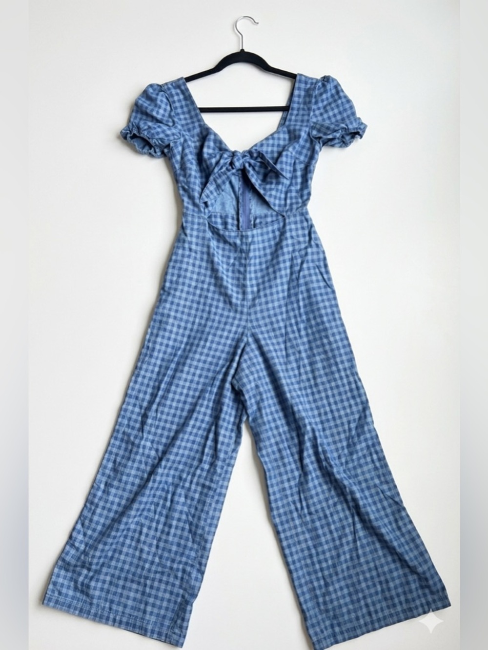 Topshop Blue Gingham Jumpsuit